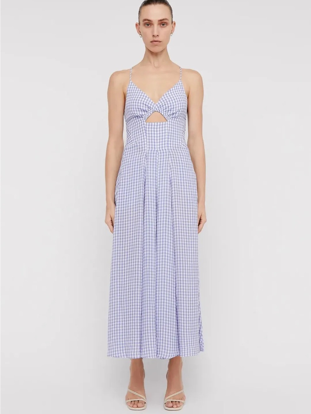 Scanlan Theodore Lavender Gingham Cutout Maxi Dress